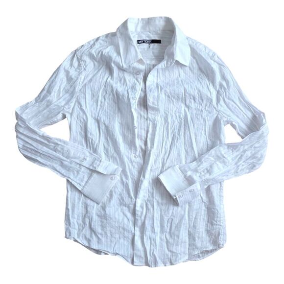 Mr Turk White Cotton Stitched Detail Dress Shirt M - Picture 1 of 4